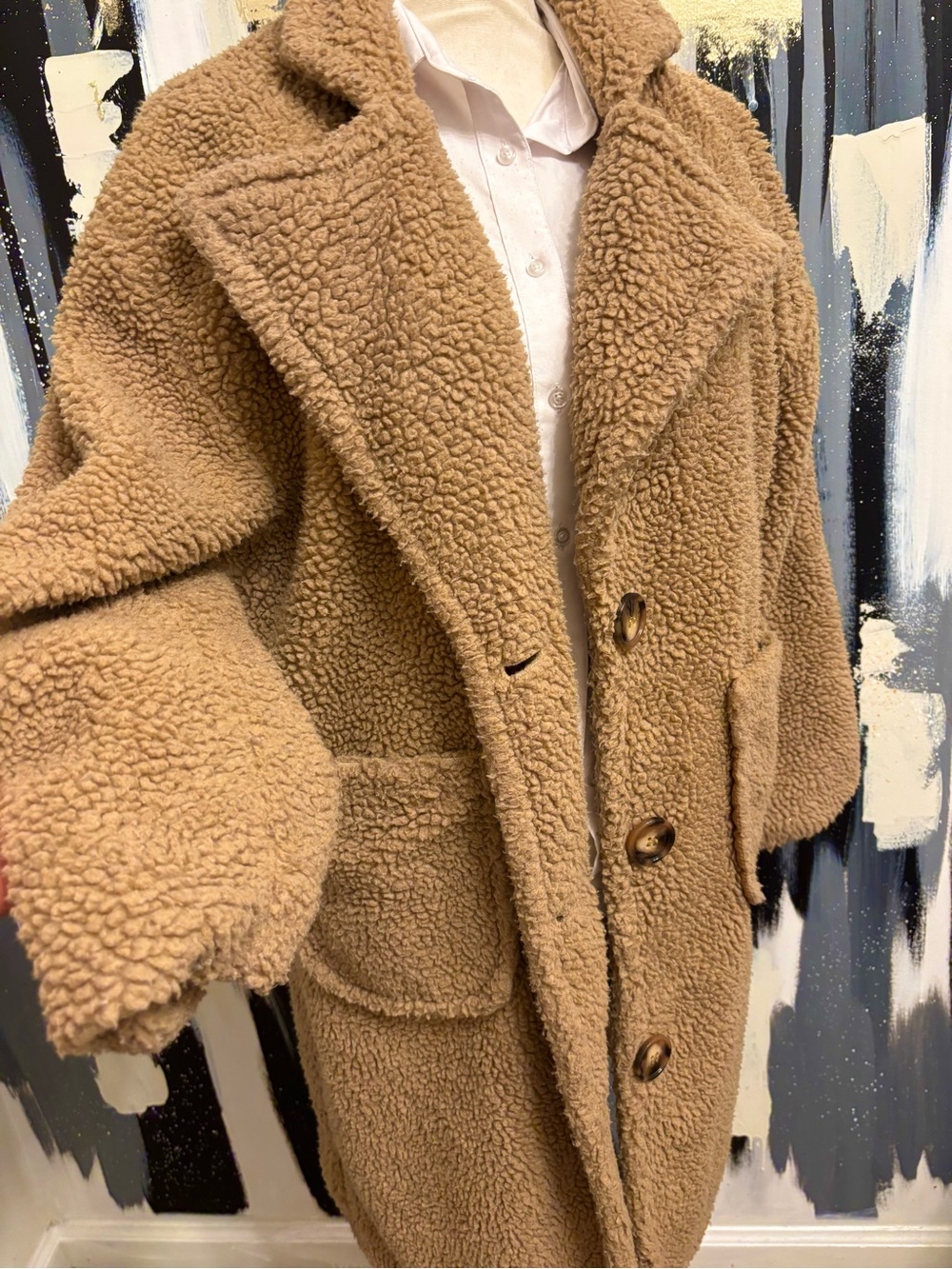 PrettyLittleThing Oversized Camel Teddy Jacket